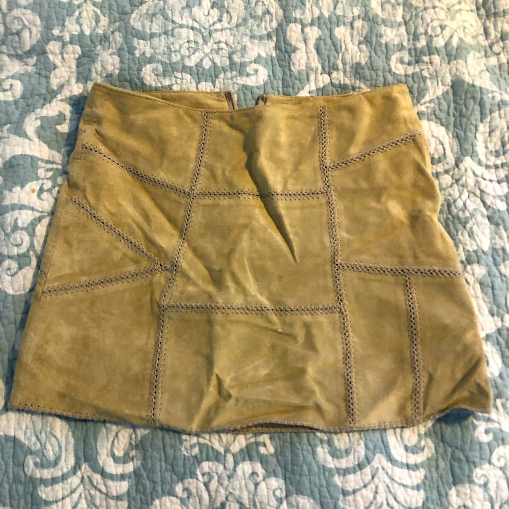 Patchwork Suede Leather Mini, Size 0. - image 1